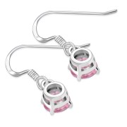 Rose Pink CZ Sterling Silver Dangling Earrings, e435